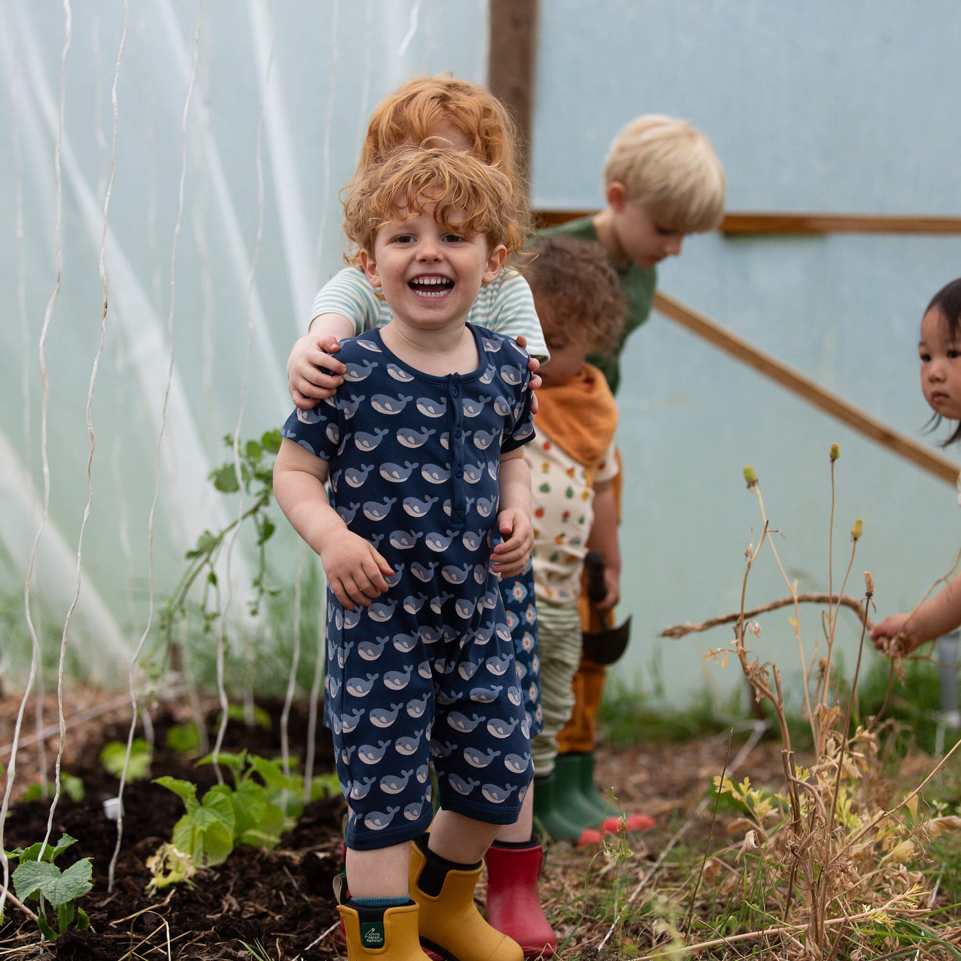 Singing Whales Organic Romper Blue / 18-24m