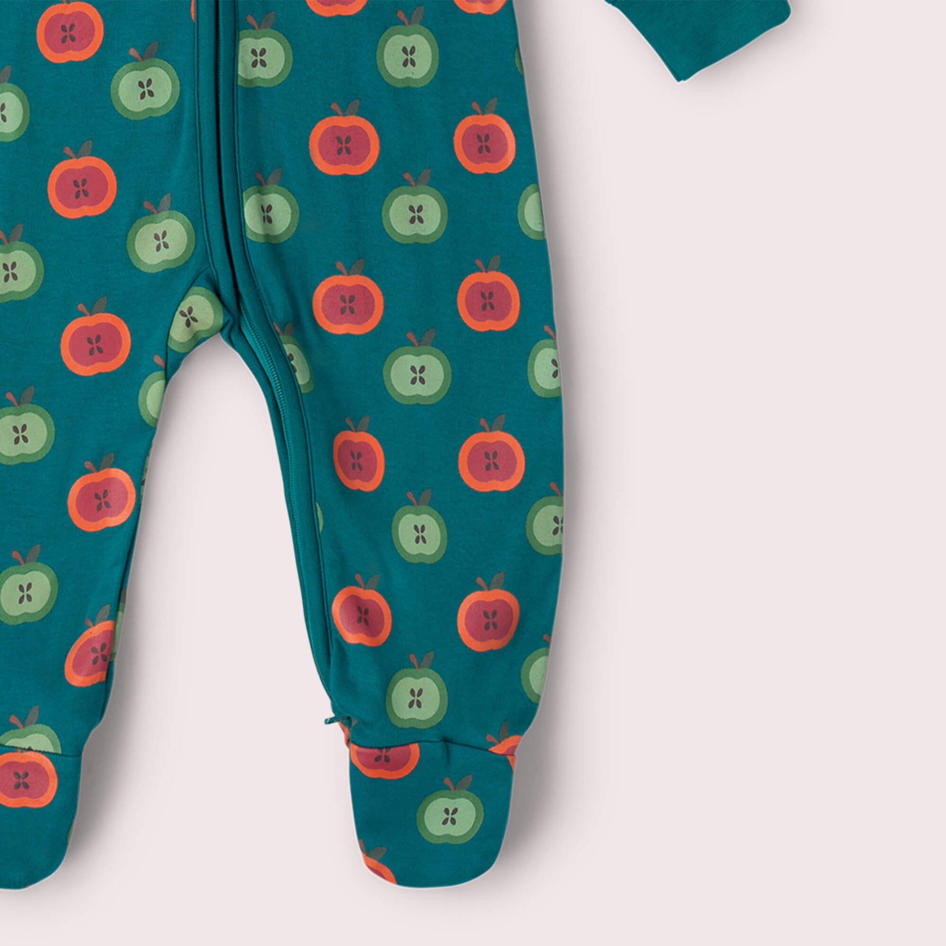 Apple Picking Zip Organic Babygrow Blue / Newborn