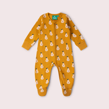 Summer Pears Zip Organic Babygrow Gold / Newborn