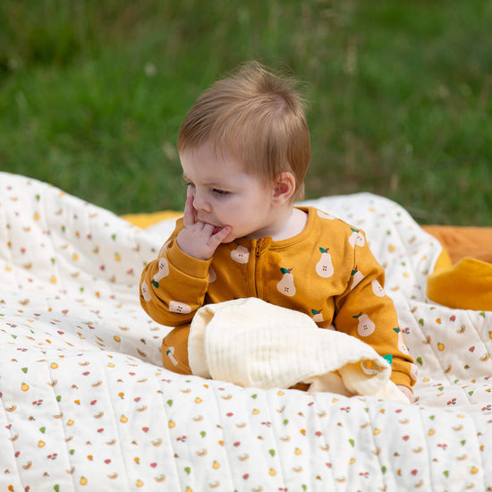 Summer Pears Zip Organic Babygrow Gold / Newborn