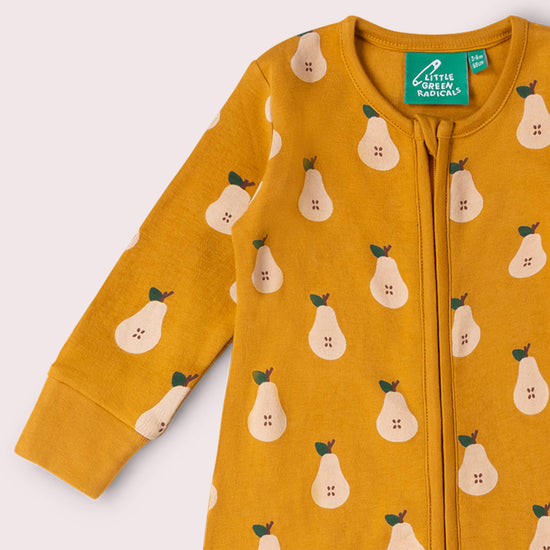 Summer Pears Zip Organic Babygrow Gold / Newborn