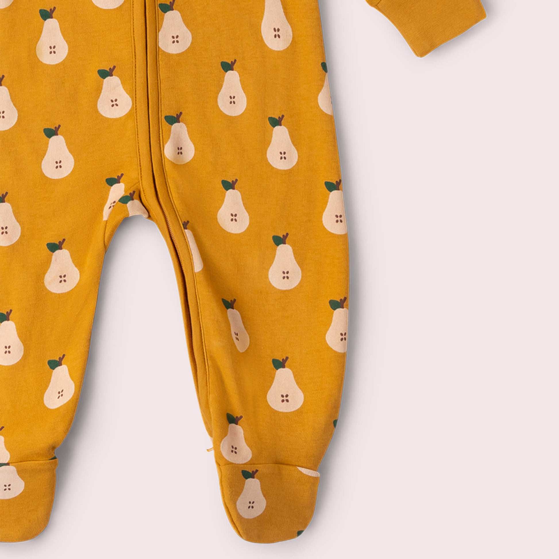 Summer Pears Zip Organic Babygrow Gold / Newborn