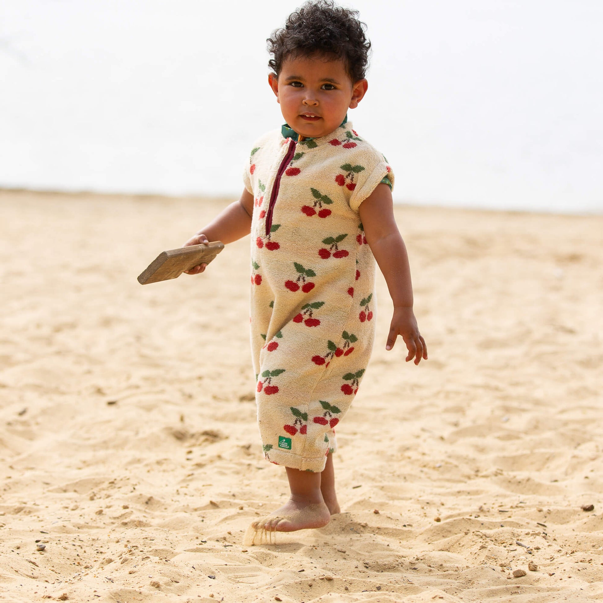 Little Cherries Towelling Romper Cream / 12-24m