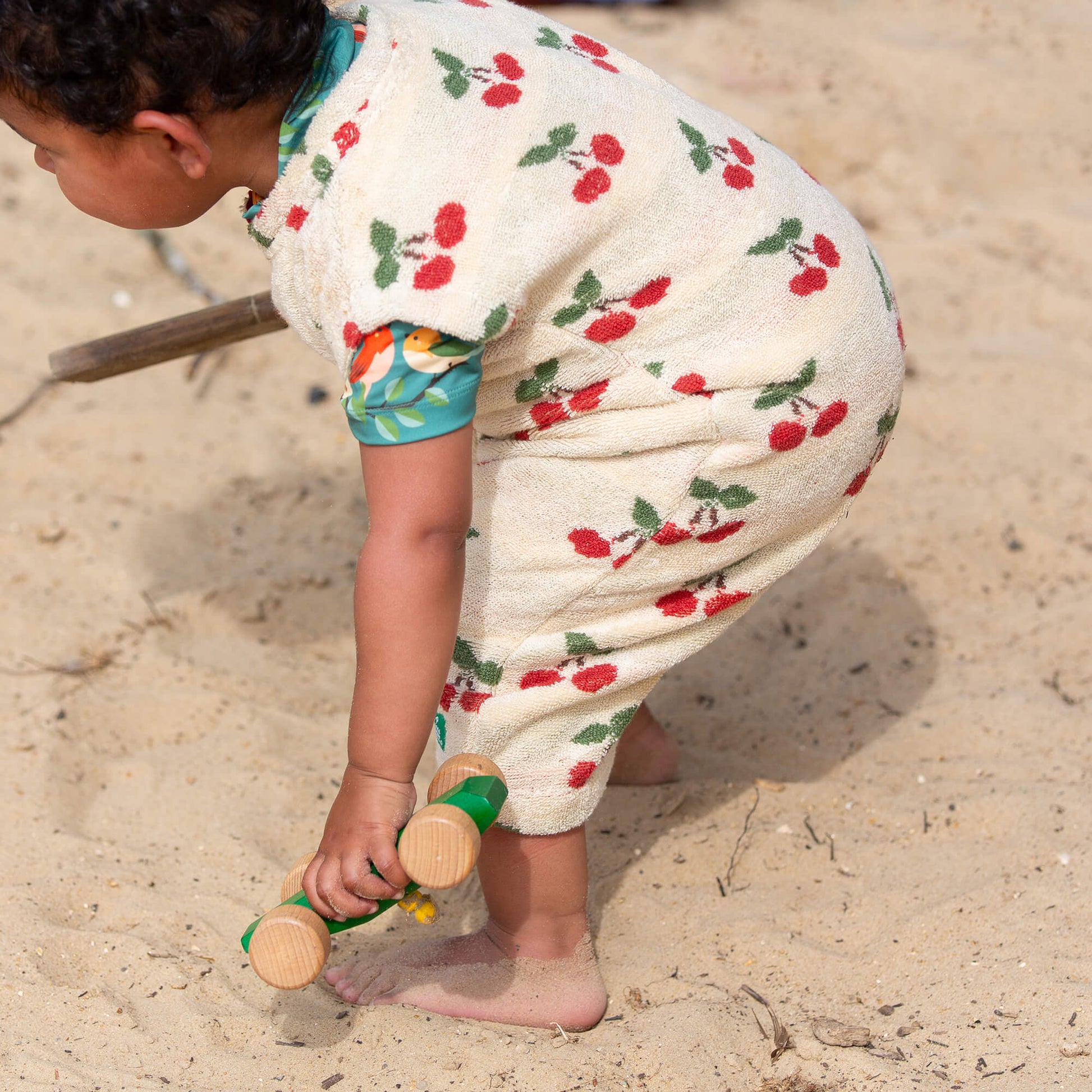 Little Cherries Towelling Romper Cream / 12-24m