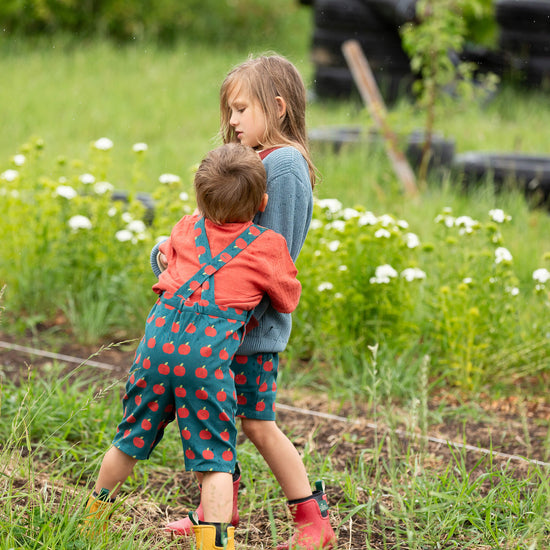 Apple Dungaree Shorts Blue / 18-24m