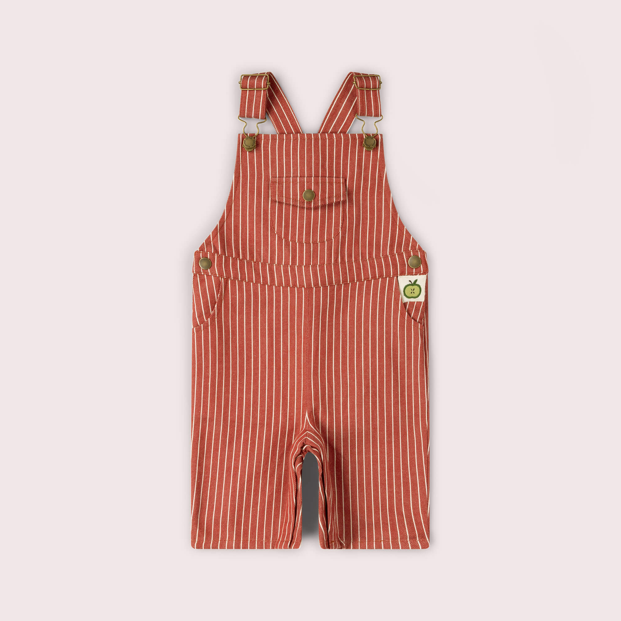 Burnt Ochre Striped Dungaree Shorts Red / 18-24m