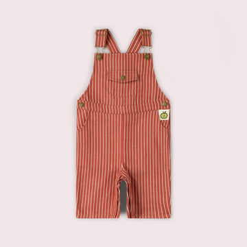 Burnt Ochre Striped Dungaree Shorts Red / 18-24m
