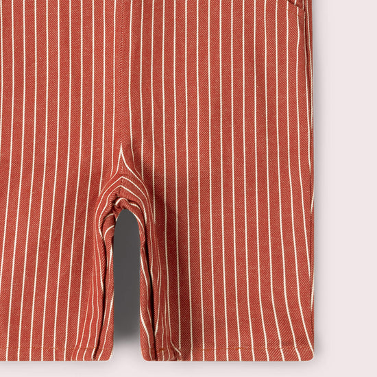 Burnt Ochre Striped Dungaree Shorts Red / 18-24m