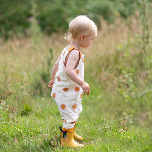 Summer Sun Storytime Dungaree Shorts Cream / 18-24m