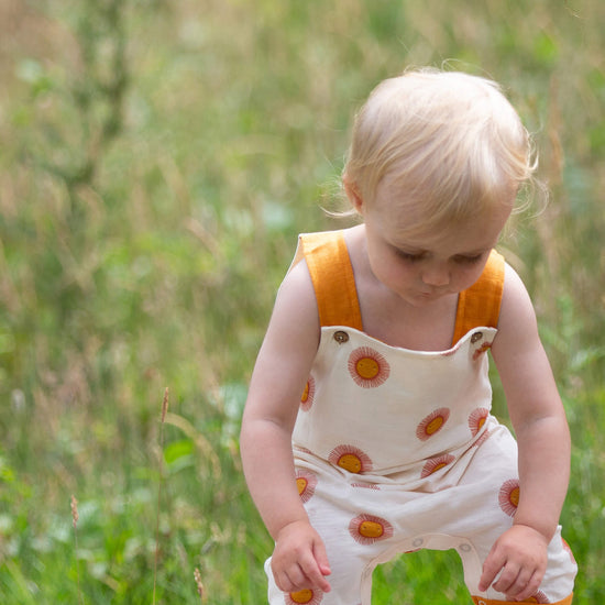 Summer Sun Storytime Dungaree Shorts Cream / 18-24m