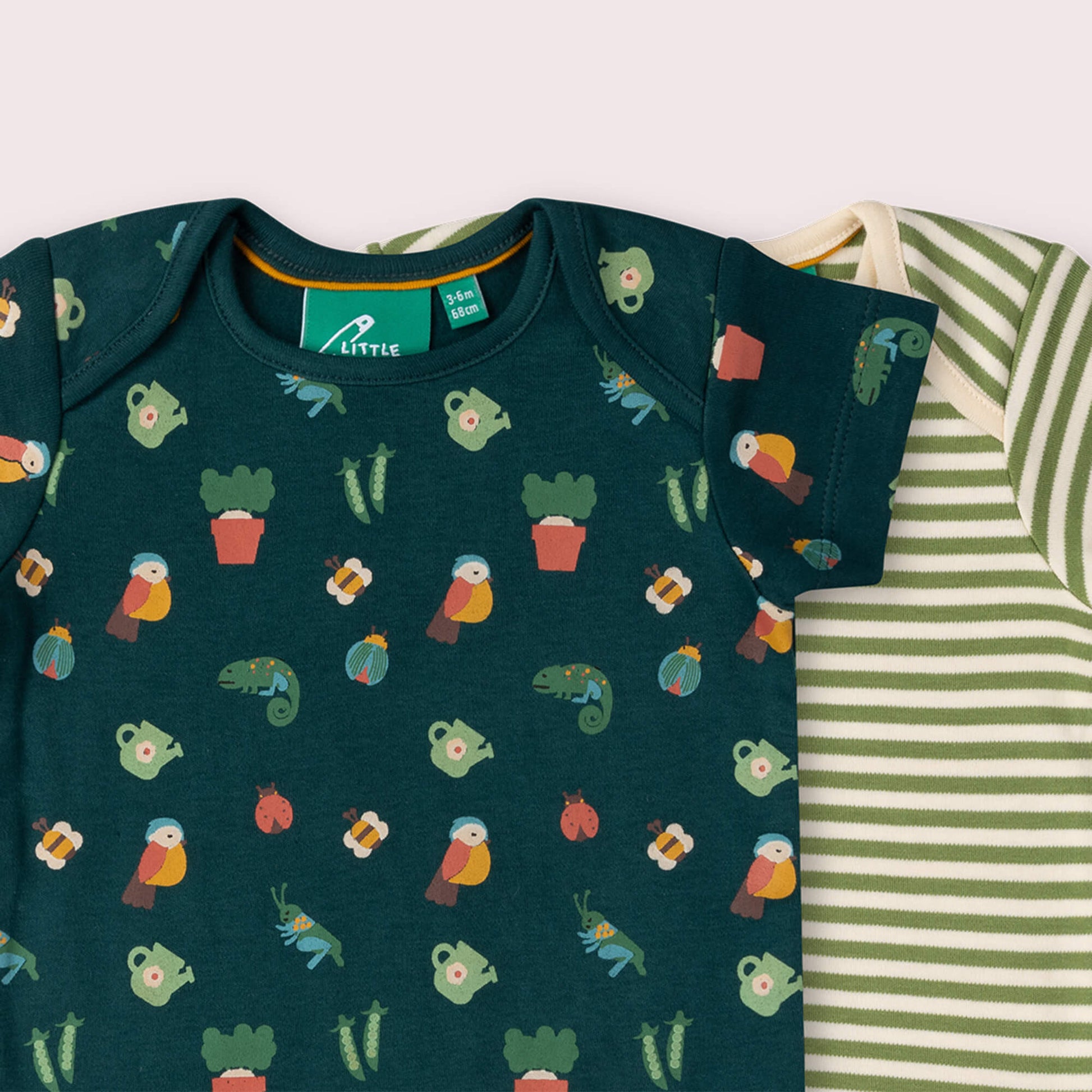 Spring Garden Organic Baby Bodysuit 2 Pack Green / 18-24m