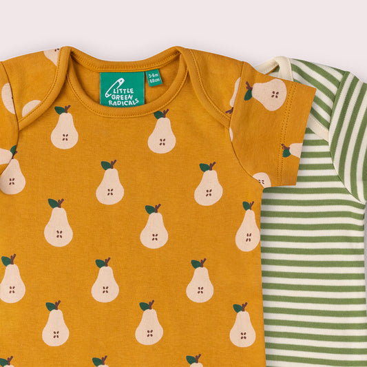 Summer Pears Organic Baby Bodysuit 2 Pack Gold / 18-24m