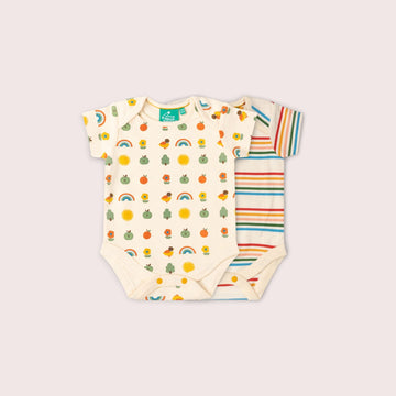 Vintage Rainbows Organic Baby Bodysuit 2 Pack