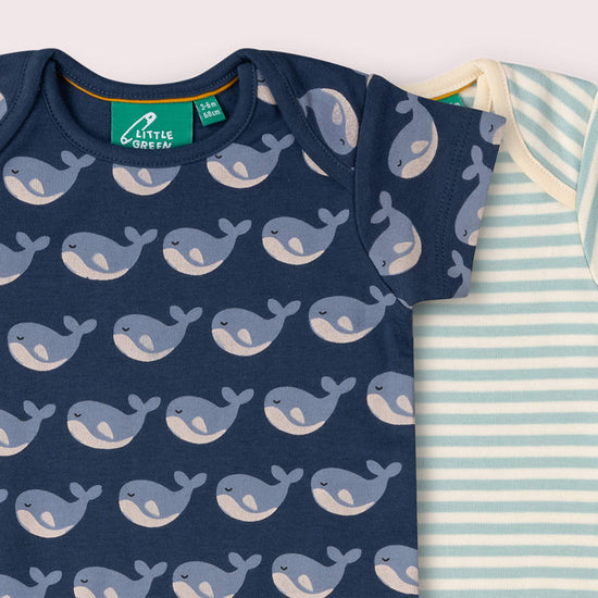 Singing Whales Organic Baby Bodysuit 2 Pack Blue / 18-24m