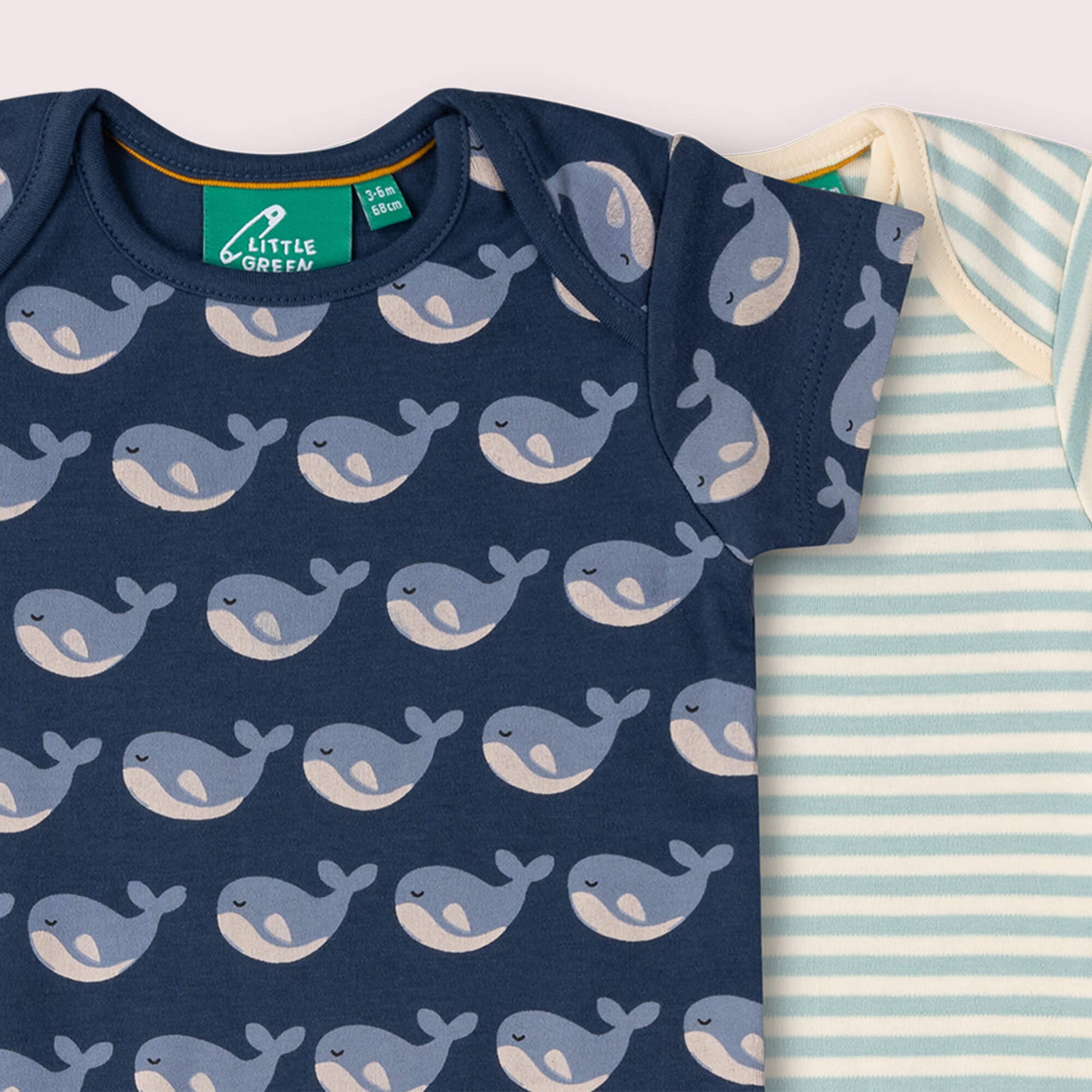 Singing Whales Organic Baby Bodysuit 2 Pack Blue / 18-24m