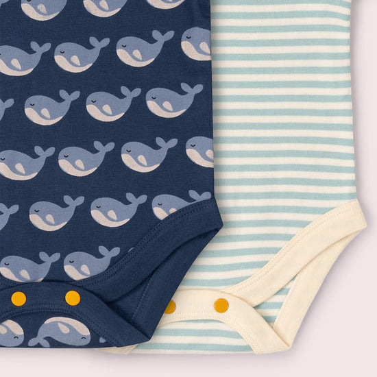Singing Whales Organic Baby Bodysuit 2 Pack Blue / 18-24m