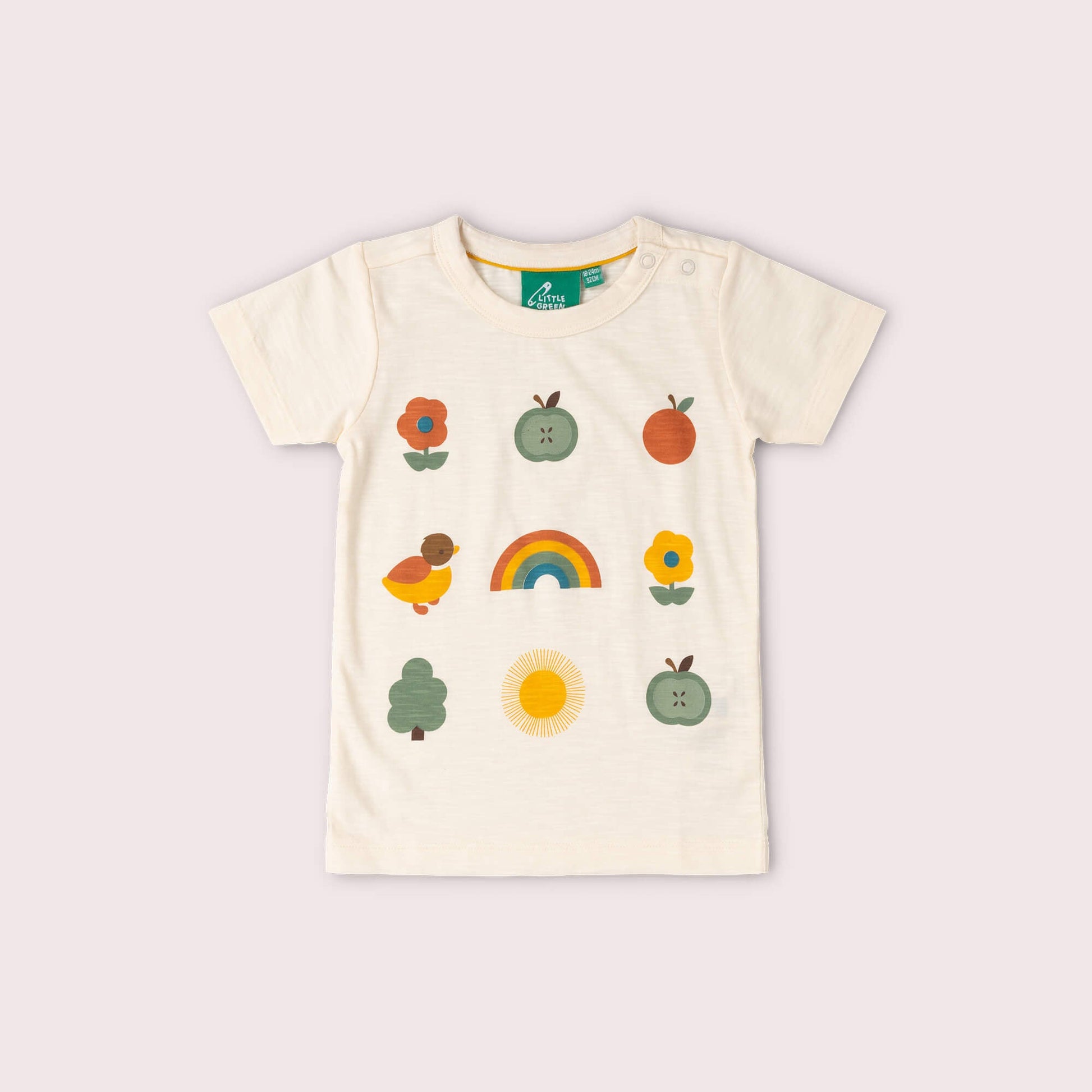 Vintage Rainbows Short Sleeve Popper T Shirt Cream / 18-24m