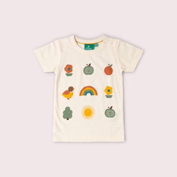 Vintage Rainbows Short Sleeve Popper T Shirt Cream / 18-24m