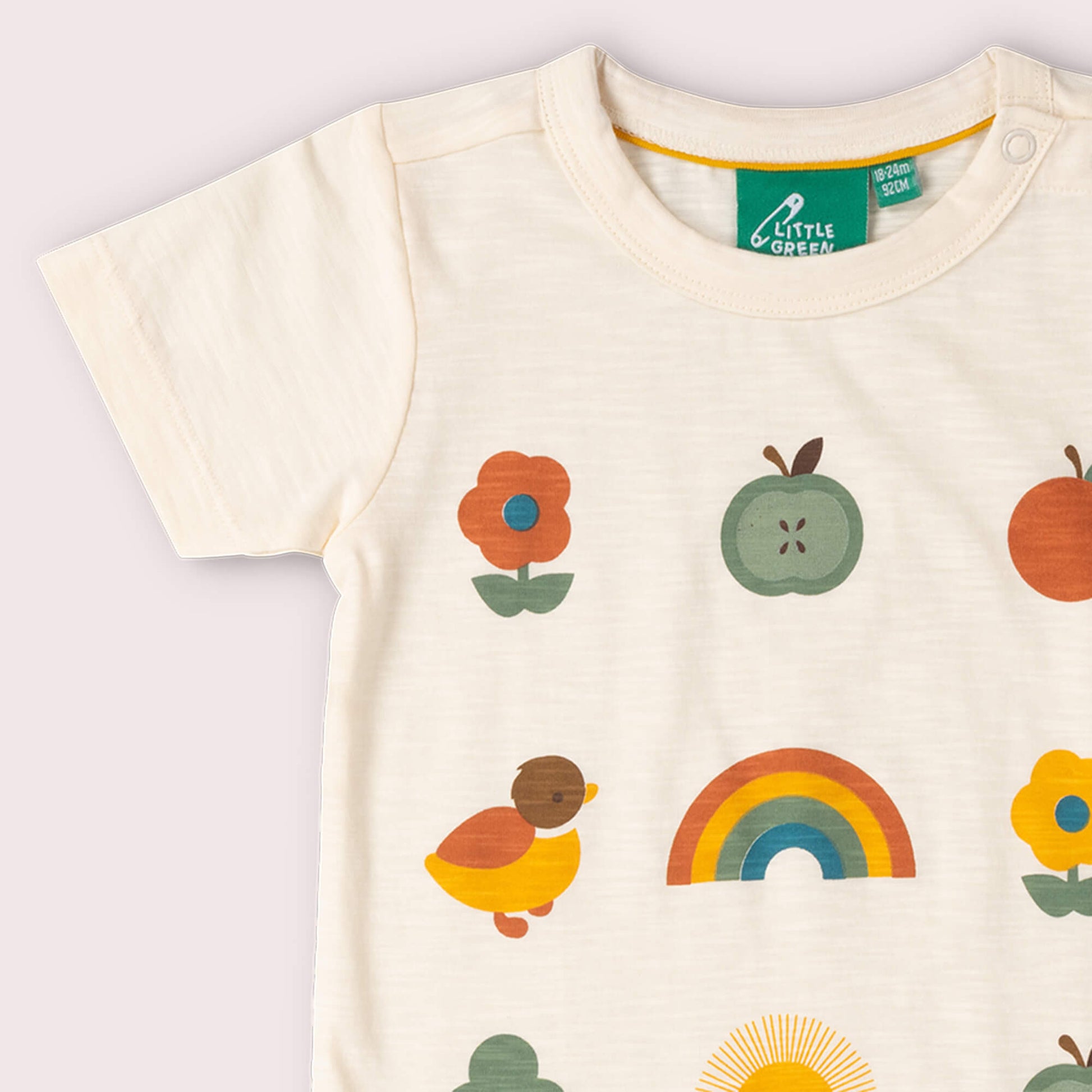 Vintage Rainbows Short Sleeve Popper T Shirt Cream / 18-24m