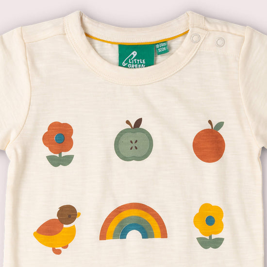 Vintage Rainbows Short Sleeve Popper T Shirt Cream / 18-24m