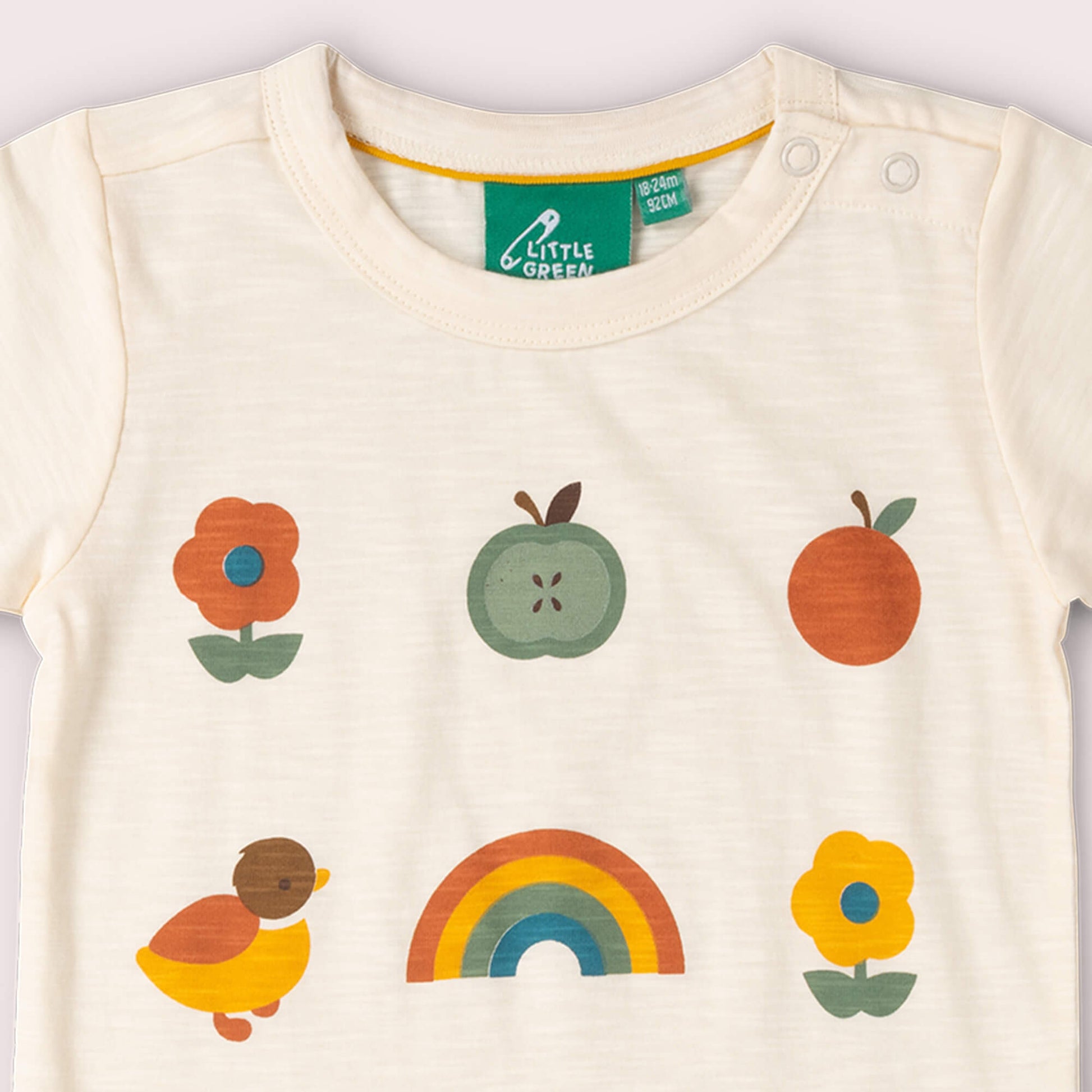 Vintage Rainbows Short Sleeve Popper T Shirt Cream / 18-24m