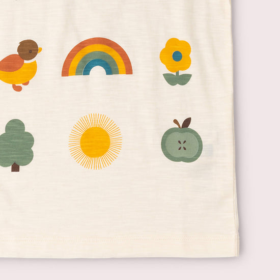 Vintage Rainbows Short Sleeve Popper T Shirt Cream / 18-24m