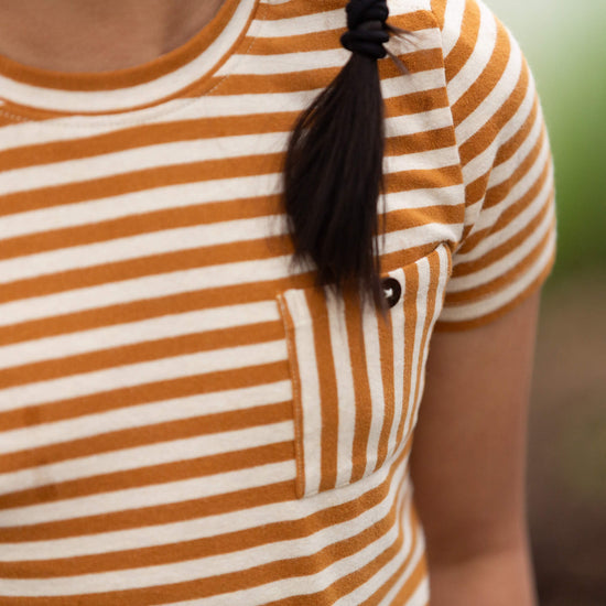 Apricot Striped Short Sleeve Essential T-Shirt Gold / 18-24m