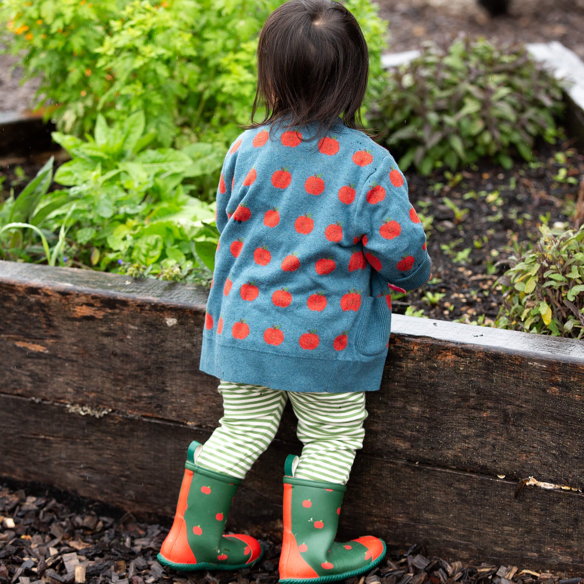 Apple A Day Knitted Cardigan Blue / 12-24m