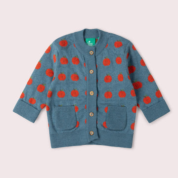 Apple A Day Knitted Cardigan Blue / 12-24m