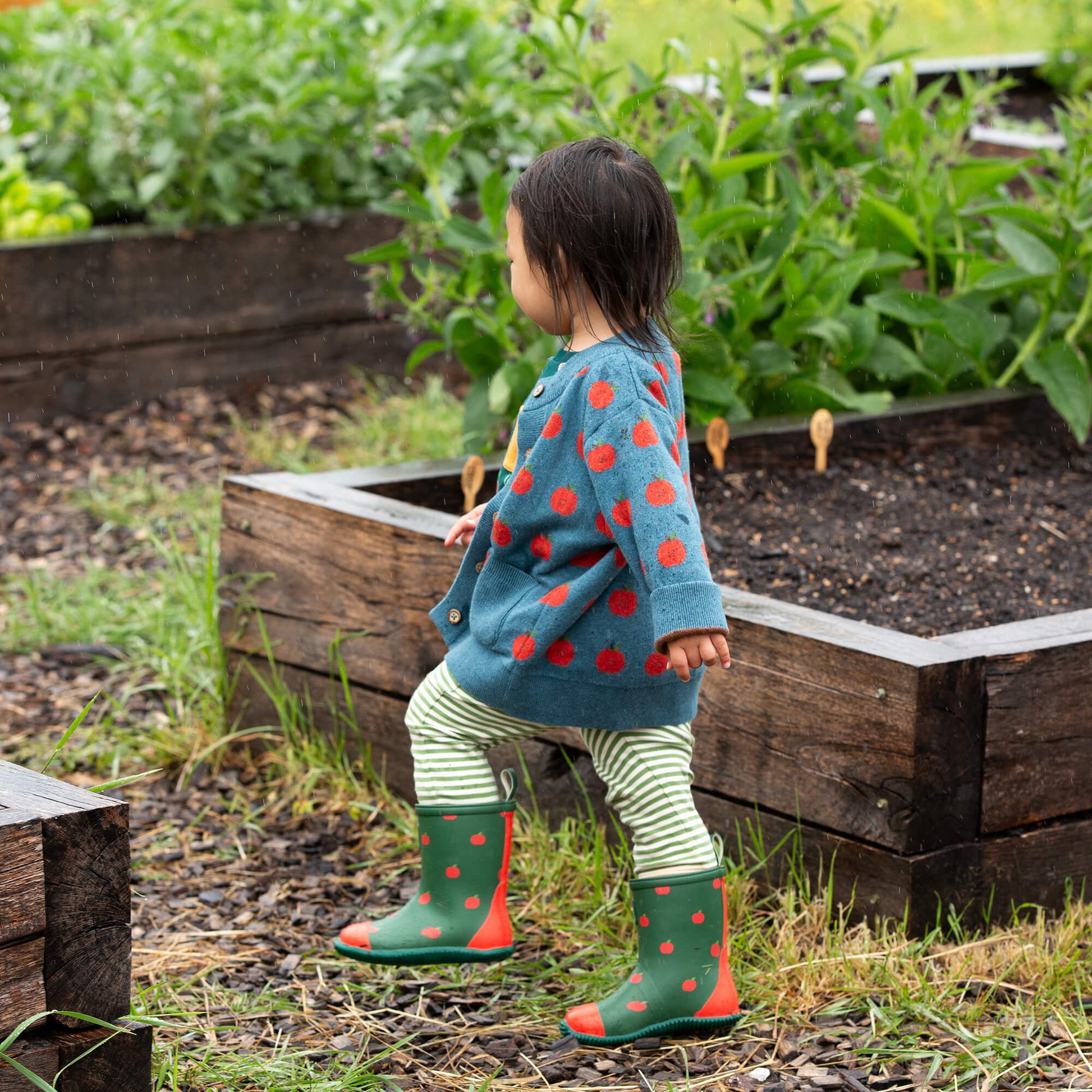 Apple A Day Knitted Cardigan Blue / 12-24m
