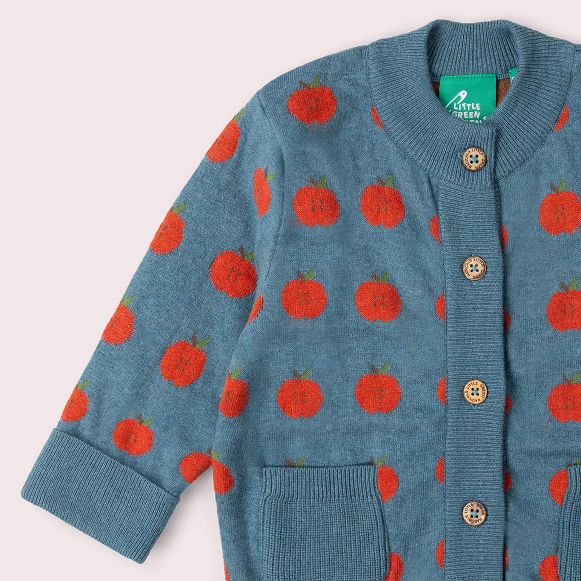 Apple A Day Knitted Cardigan Blue / 12-24m