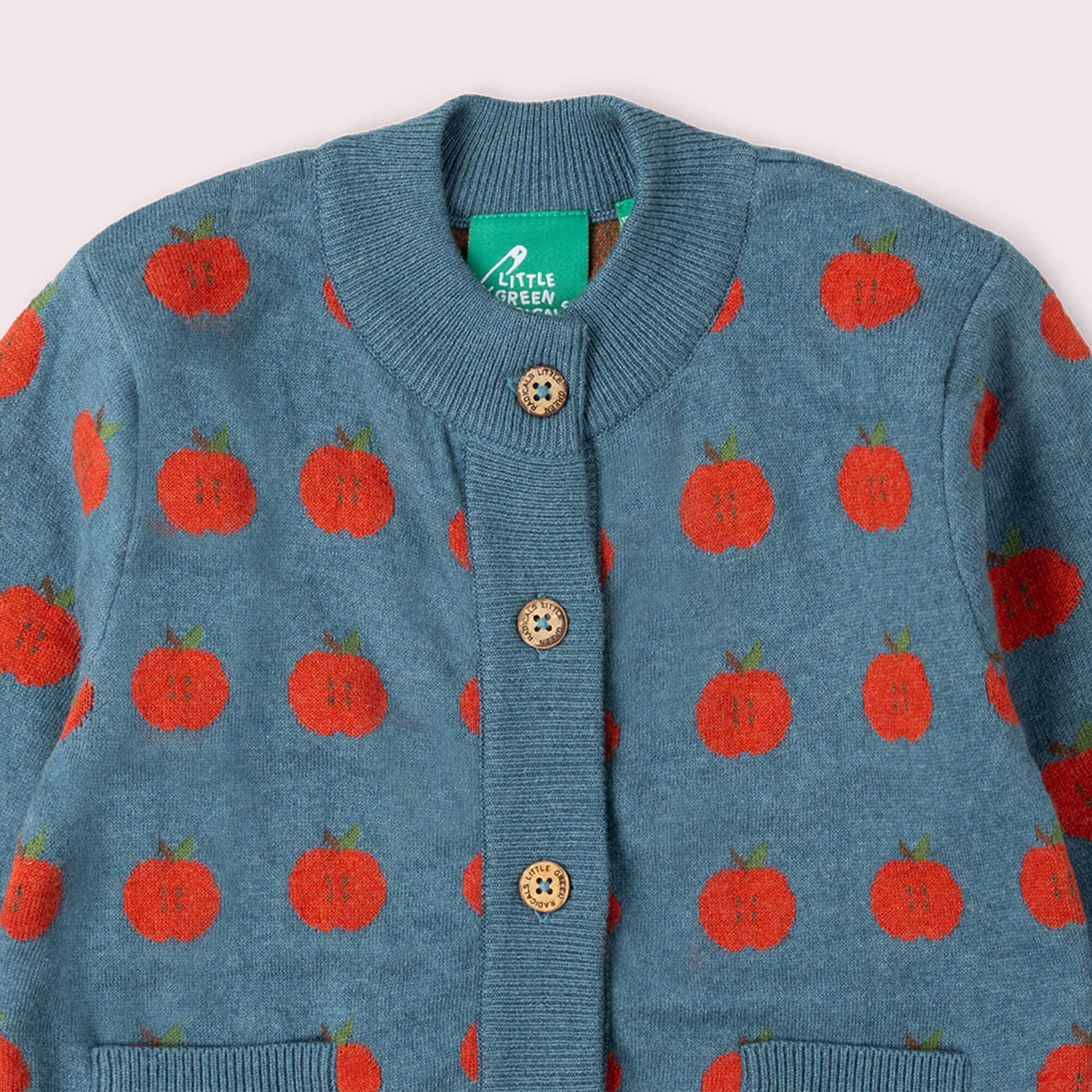 Apple A Day Knitted Cardigan Blue / 12-24m