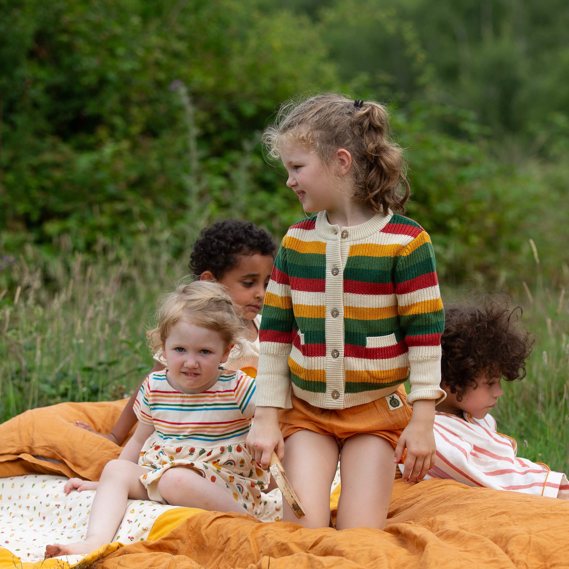 Spring Rainbow Knitted Snuggly Cardigan MULTI / 12-24m