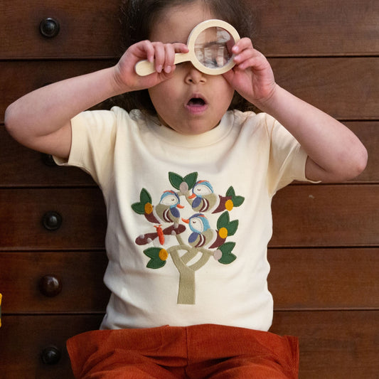 Cream Extraordinary Applique Organic Short Sleeve T Shirt