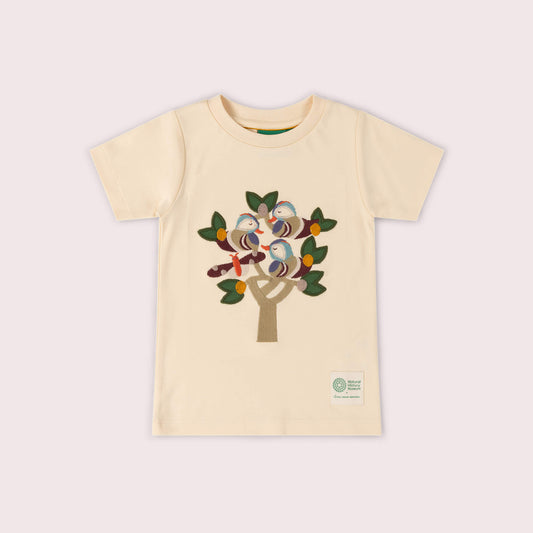 Cream Extraordinary Applique Organic Short Sleeve T Shirt