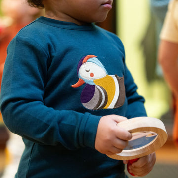 Mandarin Ducks Applique Organic Long Sleeve T Shirt
