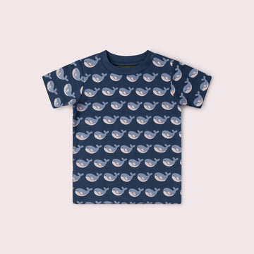 Singing Whales Short Sleeve T Shirt Blue / 18-24m