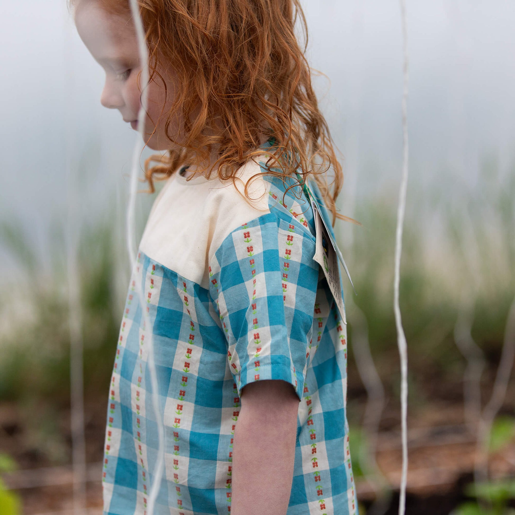 Blue Flowers Loose Fit Short Sleeve Henley Top Blue / 18-24m