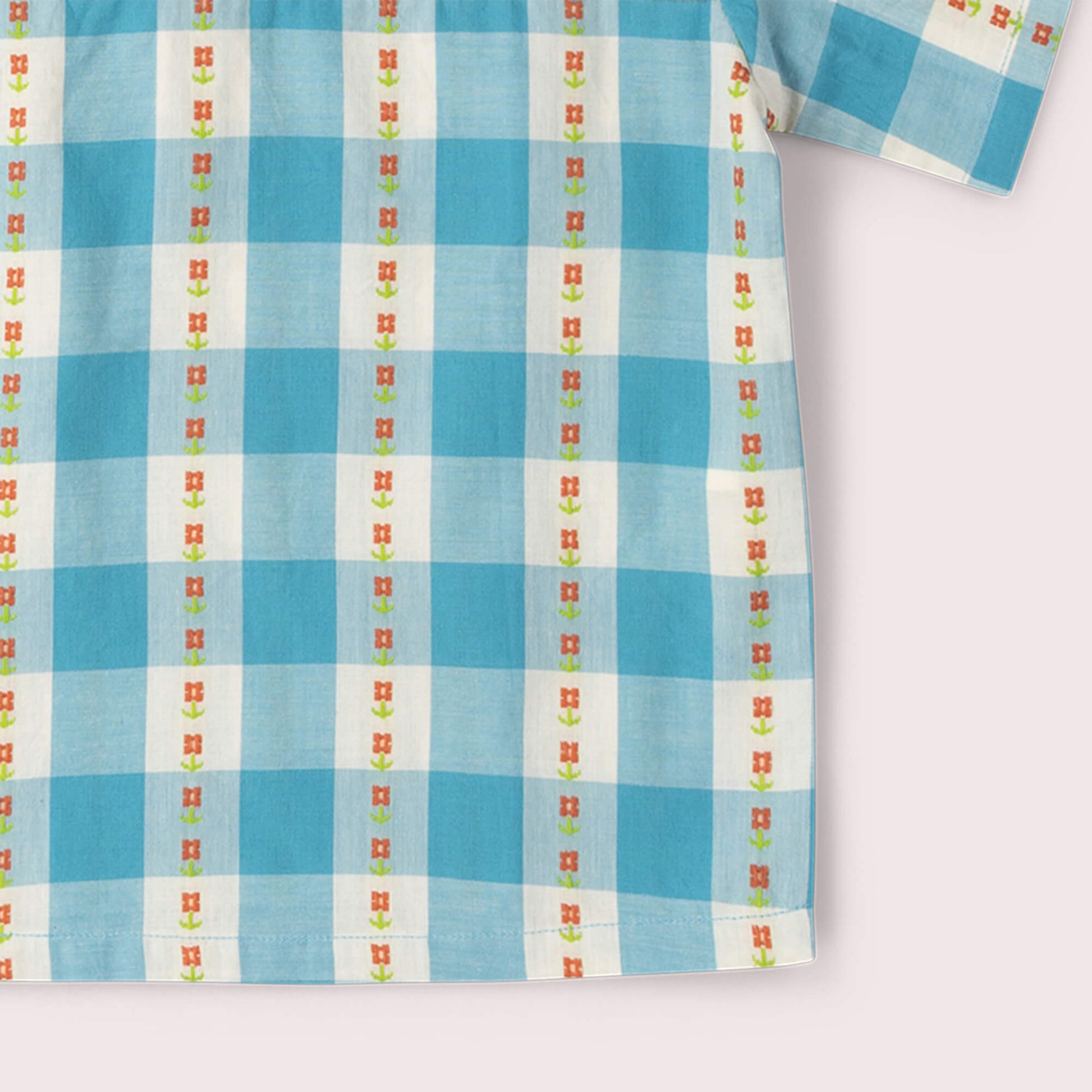 Blue Flowers Loose Fit Short Sleeve Henley Top Blue / 18-24m