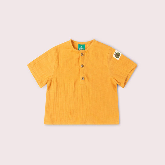 Golden Ochre Short Sleeved Henley Top Gold / 18-24m
