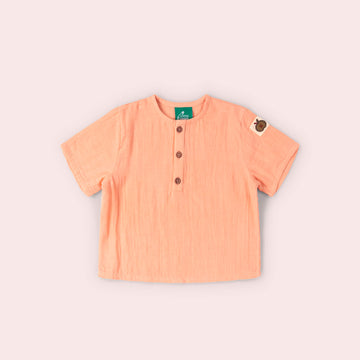 Coral Pink Short Sleeved Henley Top Pink / 18-24m