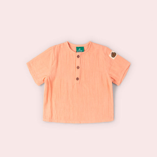 Coral Pink Short Sleeved Henley Top Pink / 18-24m