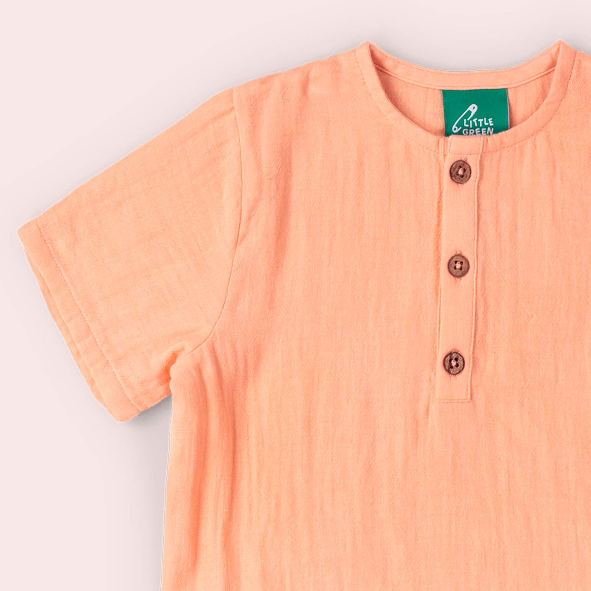 Coral Pink Short Sleeved Henley Top Pink / 18-24m