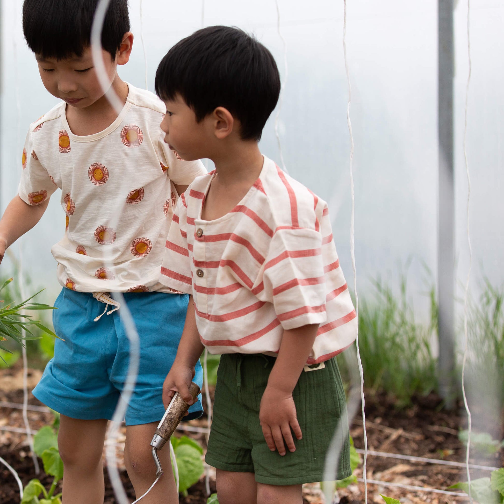 Vintage Red Stripe Loose Fit Short Sleeve Henley Top Red / 18-24m