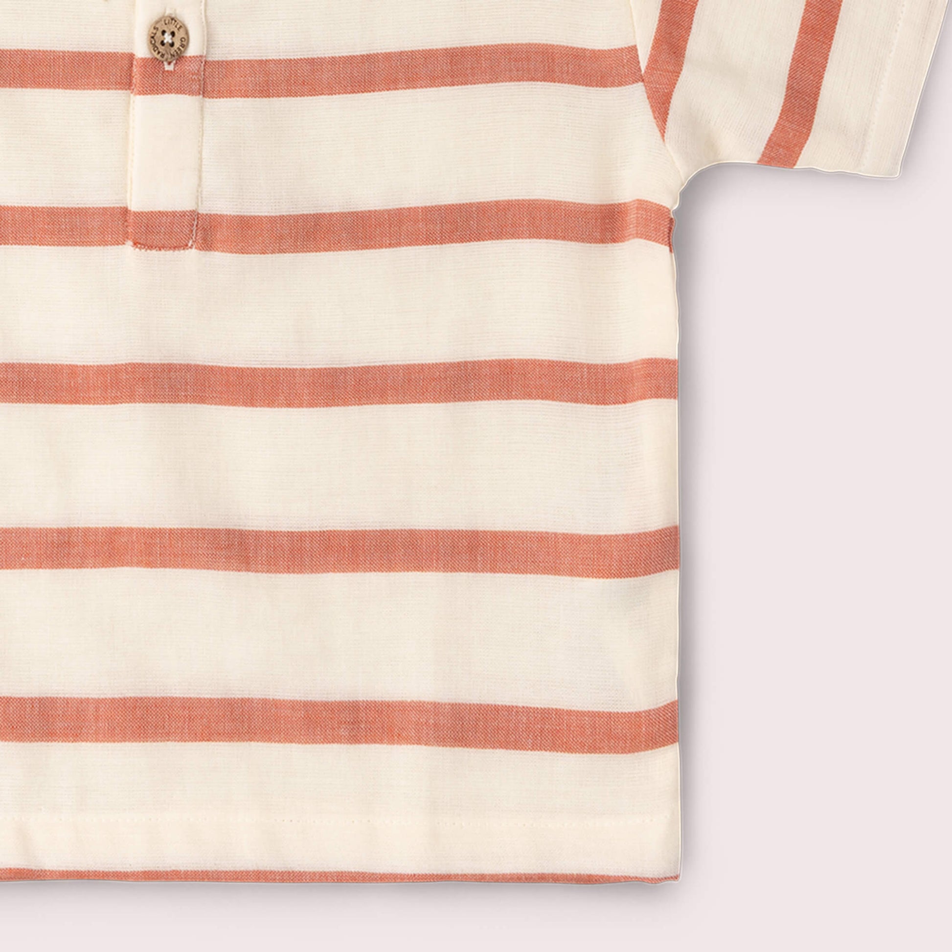 Vintage Red Stripe Loose Fit Short Sleeve Henley Top Red / 18-24m