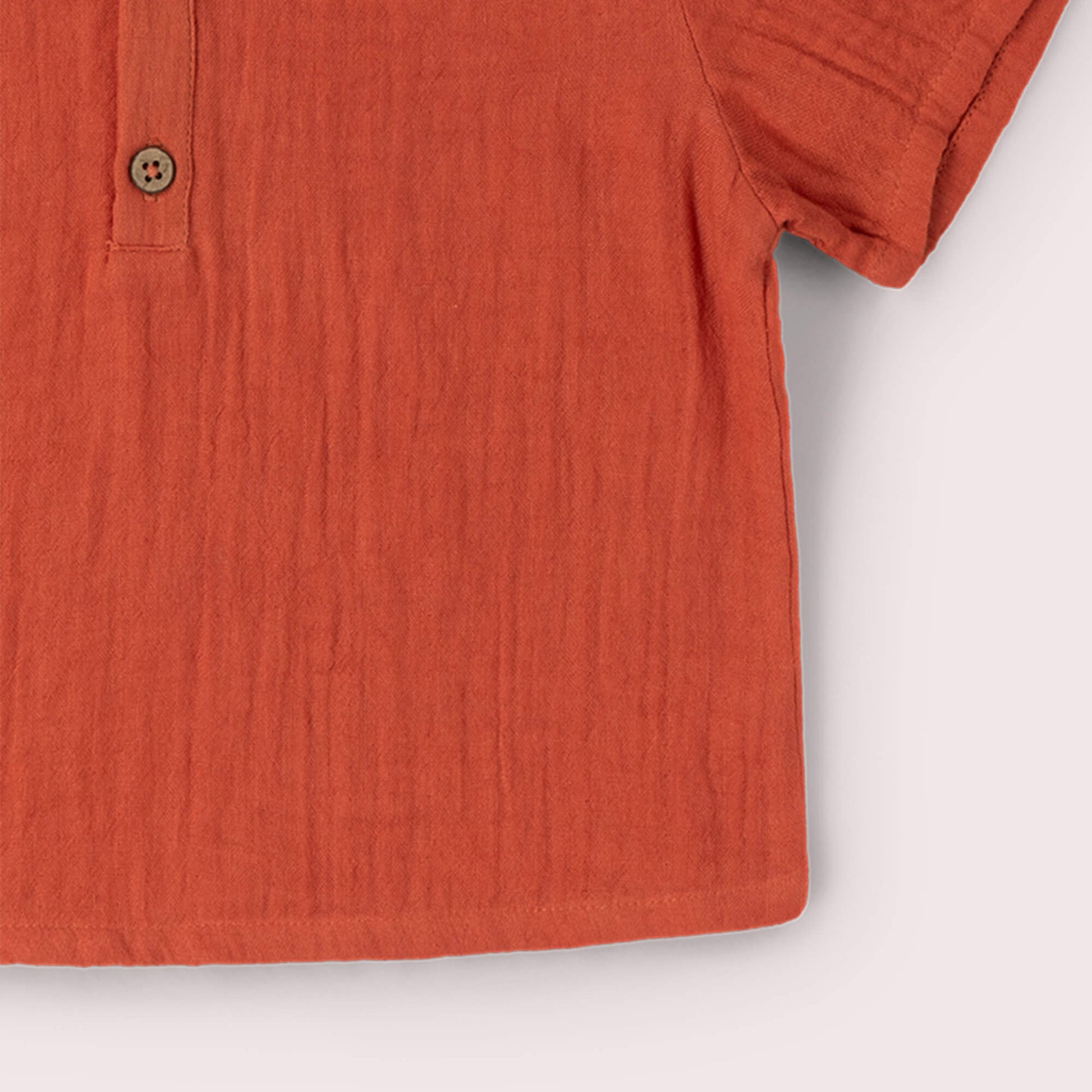 Burnt Ochre Short Sleeved Henley Top Red / 18-24m