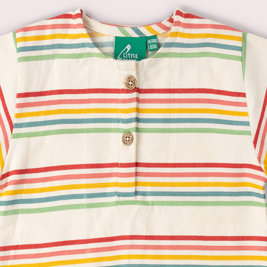 Cream Rainbow Loose Fit Short Sleeve Henley Top MULTI / 18-24m