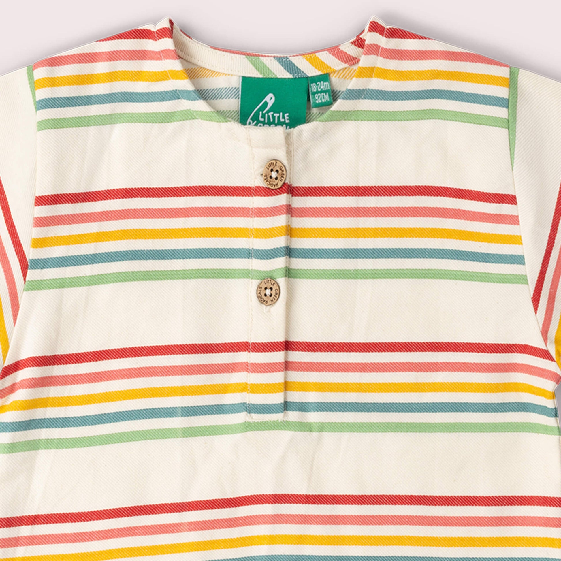 Cream Rainbow Loose Fit Short Sleeve Henley Top MULTI / 18-24m