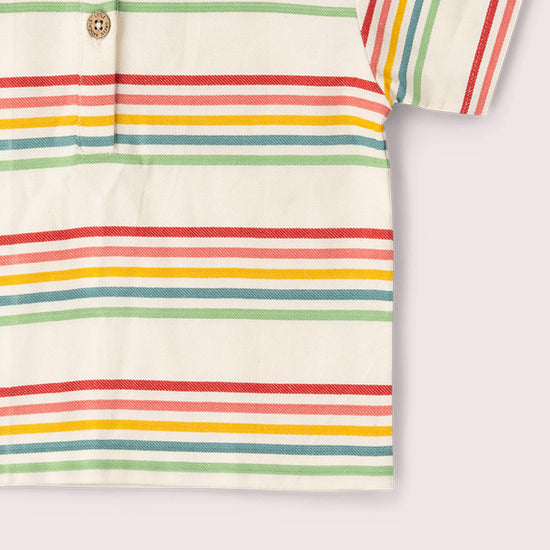 Cream Rainbow Loose Fit Short Sleeve Henley Top MULTI / 18-24m
