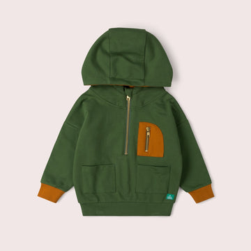 Woodland Green Quarter Zip Hoodie Green / 18-24m